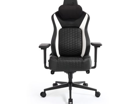 Игровое компьютерное кресло, Aerocool, CROWN Pro Racer White, Искусственная кожа PU AIR, (Ш)65*(Г)70*(В)122 (132) см, Черно-Белый