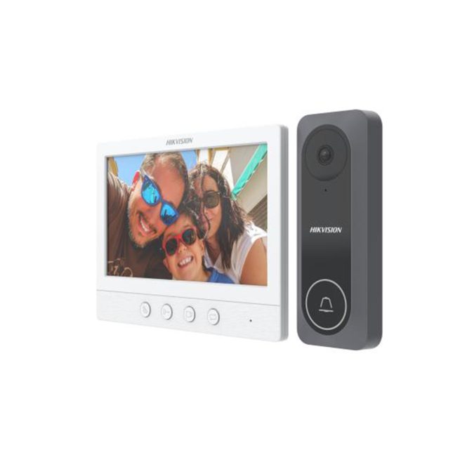Домофонная система, Hikvision, DS-KIS212, Комплект видеодомофонии ,1mp HD камера, ИК до 3 м, встроеный микрофон и динамик, вызывная:от-30 °C до 60 °C, Монитор: от -10 °C до 55 °C, IP65, 12V DC
