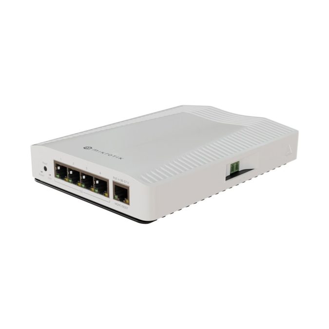 Коммутатор, MikroTik, CRS304-4XG-IN, Cloud Router Switch, 1 порт 10/100/1000М, 4 порта 1G/2.5G/5G/10G, 802.3af/at, RouterOS, -40°С до 70 °C