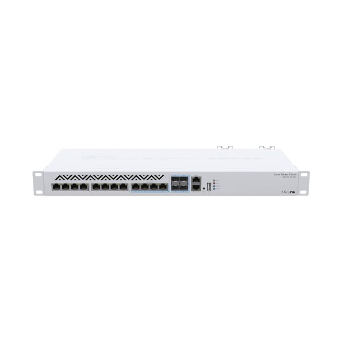 Коммутатор, MikroTik, CRS312-4C+8XG-RM, Cloud Router Switch, 1 порт 10/100М, 4 комбо-порта 10G Ethernet/ SFP+, 8 портов 1G/2.5G/5G/10G, RouterOS v7 / SwitchOS, -40°С до 70 °C