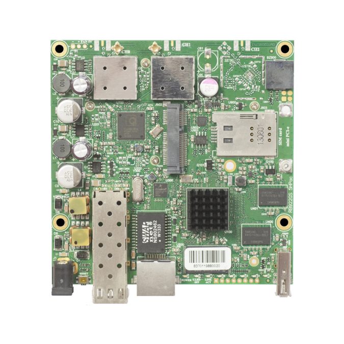Беспроводной маршрутизатор, MikroTik, RB922UAGS-5HPacD, RouterBOARD, 1 порт 10/100/1000М, 1 порт SFP, 5GHz, 802.11a/n/ac, 867 Mbit/s, 1 слот Mini SIM, 1 порт USB-A, RouterOS, -40°С до 70 °C, плата без внешнего корпуса