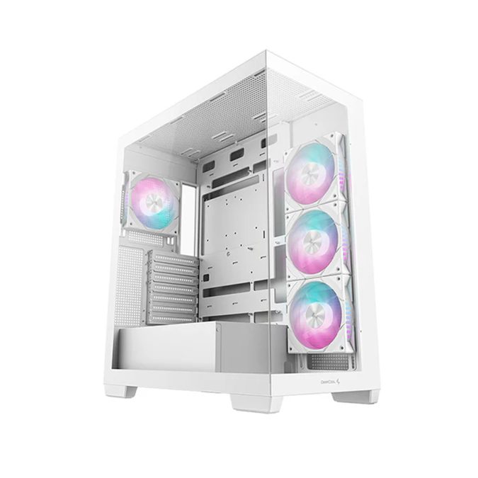 Компьютерный корпус, Deepcool, CG580 4F WH R-CG580-WHADA4-G-1, ATX/Micro ATX/Mini-ITX, USB 3.1*1/3.0*2, HD-Audio, 4*120мм ARGB, Высота процессорного кулера до 176мм, Длина VGA до 410мм (до 262 мм с радиатором), 2*3.5"/2*2.5", Сталь 0,6, 437х235х501мм, Без Б/П, Белый