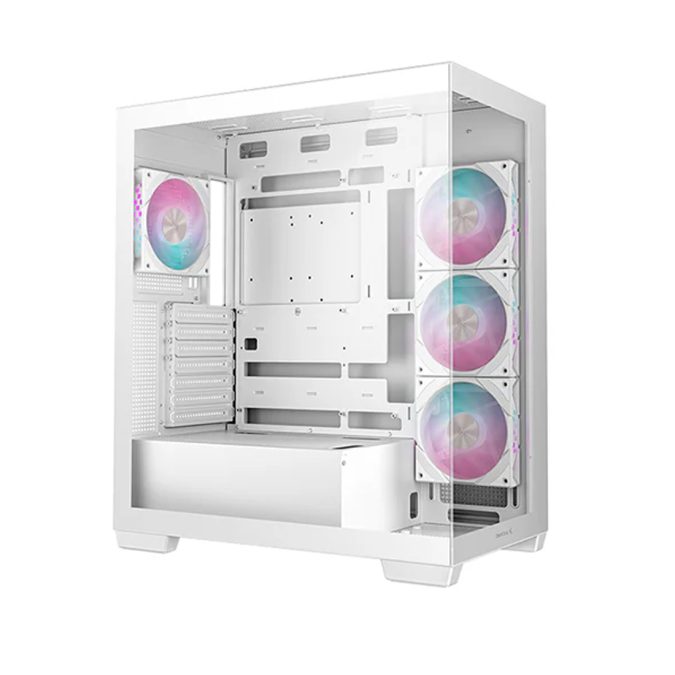 Компьютерный корпус, Deepcool, CG580 4F WH R-CG580-WHADA4-G-1, ATX/Micro ATX/Mini-ITX, USB 3.1*1/3.0*2, HD-Audio, 4*120мм ARGB, Высота процессорного кулера до 176мм, Длина VGA до 410мм (до 262 мм с радиатором), 2*3.5"/2*2.5", Сталь 0,6, 437х235х501мм, Без Б/П, Белый