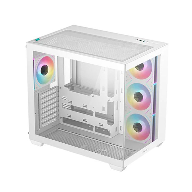 Компьютерный корпус, Deepcool, CG530 4F WH R-CG530-WHADA4-G-1, ATX/Micro ATX/Mini-ITX, USB 3.1*1/3.0*2, Audio+Mic, 4*120mm ARGB, Высота процессорного кулера до 160мм, Длина VGA до 410мм, 2*3.5"/2+1*2.5", Слот 7, Сталь 0,6, 440x285x399мм, Без Б/П, Белый