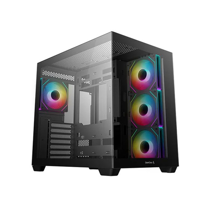 Компьютерный корпус, Deepcool, CG530 4F R-CG530-BKADA4-G-1, ATX/Micro ATX/Mini-ITX, USB 3.1*1/3.0*2, Audio+Mic, 4*120mm ARGB, Высота процессорного кулера до 160мм, Длина VGA до 410мм, 2*3.5"/2+1*2.5", Слот 7, Сталь 0,6, 440x285x399мм, Без Б/П, Черный