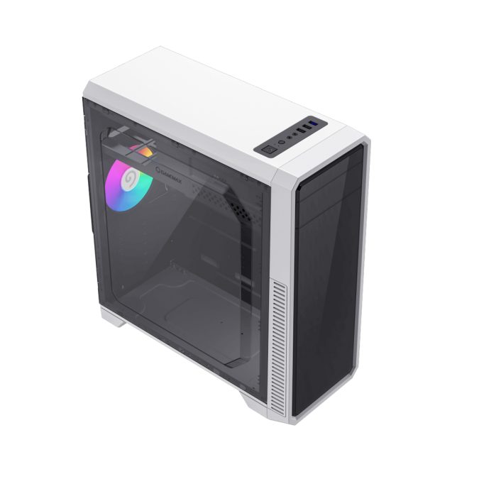 Компьютерный корпус, Gamemax, 1108-5961R0028, G561E-BK, Mid-Tower, ATX/mATX/Mini-ITX, USB3.0*1 / USB2.0*2, HD-Audio, Кулер 1*12см FRGB, Высота процессорного кулера 160мм, Длина VGA 360мм, Количество отсеков 2*3,5" / 2*2,5" /1*5,25", Сталь/Закаленное стекло, 370x180x427мм, Без Б/П, Черный