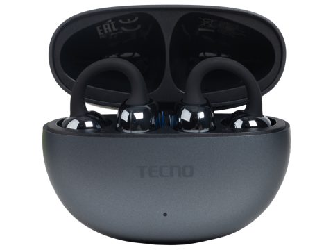 Беспроводные наушники, TECNO, FreeHear 1, OW01, 20 Гц - 20000 Гц, вес 39,9 г, 46 мАч (один наушник), 460 мАч (кейс), Bluetooth 5.4, Type-C, (Grey) Серый