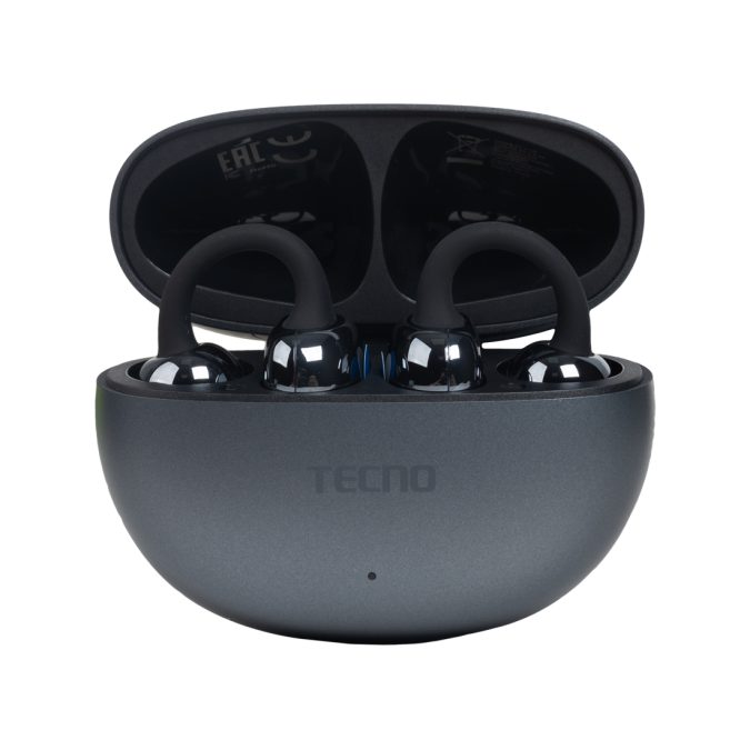 Беспроводные наушники, TECNO, FreeHear 1, OW01, 20 Гц - 20000 Гц, вес 39,9 г, 46 мАч (один наушник), 460 мАч (кейс), Bluetooth 5.4, Type-C, (Grey) Серый