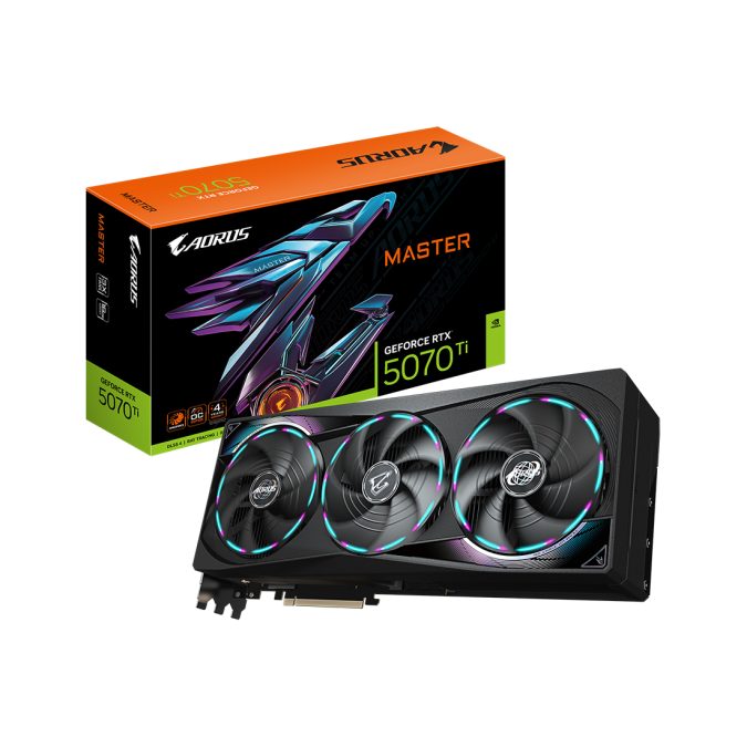 Видеокарта, Gigabyte, RTX5070Ti AORUS MASTER 16G (GV-N507TAORUS M-16GD) (4719331355678), GDDR7, 256bit, 1-HDMI, 3-DP,Windforce 3X Fan, 360*150*75 мм, Цветная коробка