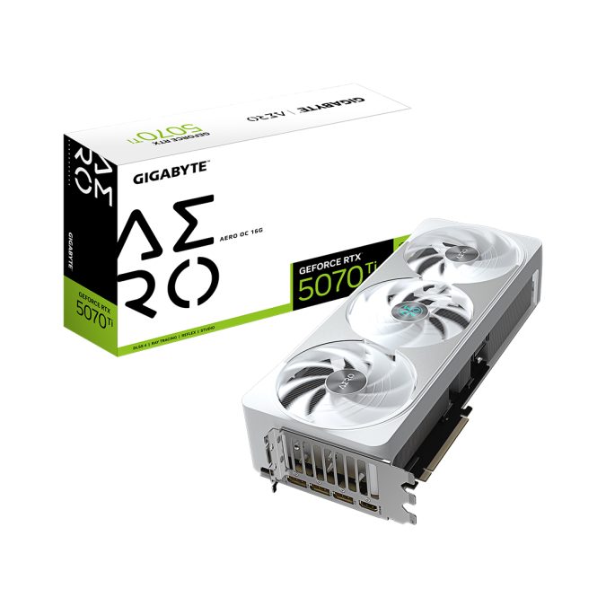 Видеокарта, Gigabyte, RTX5070Ti AERO OC 16G (GV-N507TAERO OC-16GD) (4719331355876), GDDR7, 256bit, 1-HDMI, 3-DP,Windforce 3X Fan, 340*140*70 мм, Цветная коробка