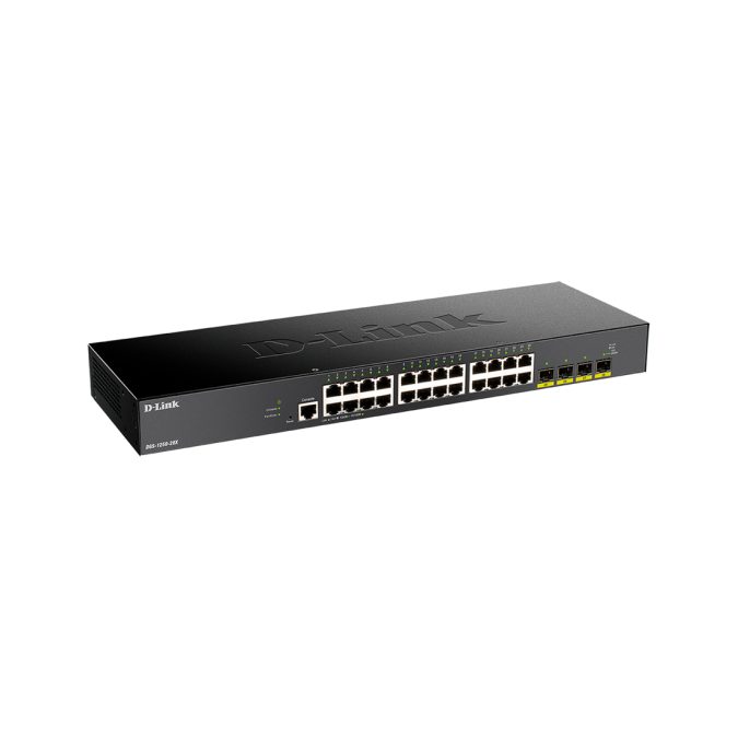 Коммутатор, D-Link, DGS-1250-28X/A1A, Управляемый L2, c 24 портами 10/100/1000Base-T и 4 портами 10GBase-X SFP+