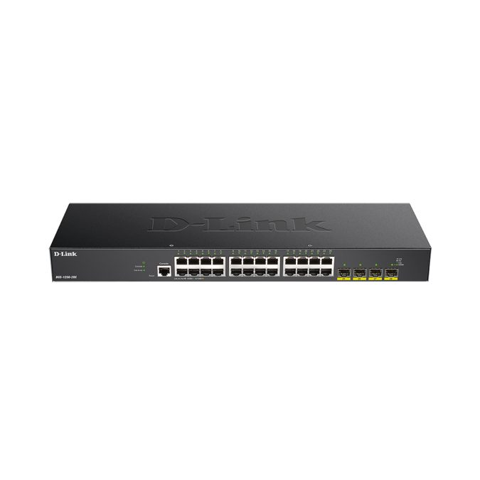 Коммутатор, D-Link, DGS-1250-28X/A1A, Управляемый L2, c 24 портами 10/100/1000Base-T и 4 портами 10GBase-X SFP+