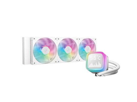 Кулер с водяным охлаждением, Deepcool, LP360 WH R-LP360-WHMSMC-G-1, Intel 1851/1700/1200/115х и AMD AM5/AM4/, TDP 300W, 3*120мм FD12 ARGB, 600-2400 RPM±10%, 72,04CFM, 38,71 dB(A), Белый