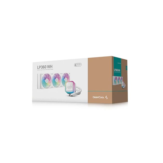 Кулер с водяным охлаждением, Deepcool, LP360 WH R-LP360-WHMSMC-G-1, Intel 1851/1700/1200/115х и AMD AM5/AM4/, TDP 300W, 3*120мм FD12 ARGB, 600-2400 RPM±10%, 72,04CFM, 38,71 dB(A), Белый
