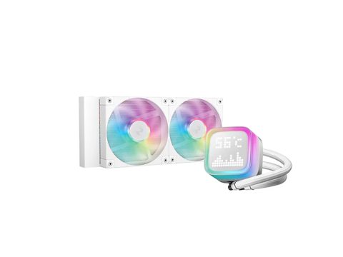 Кулер с водяным охлаждением, Deepcool, LP240 WH R-LP240-WHMSMC-G-1, Intel 1851/1700/1200/115х и AMD AM5/AM4/, TDP 280W, 2*120мм FD12 ARGB, 600-2400 RPM±10%, 72,04CFM, 38,71 dB(A), Белый