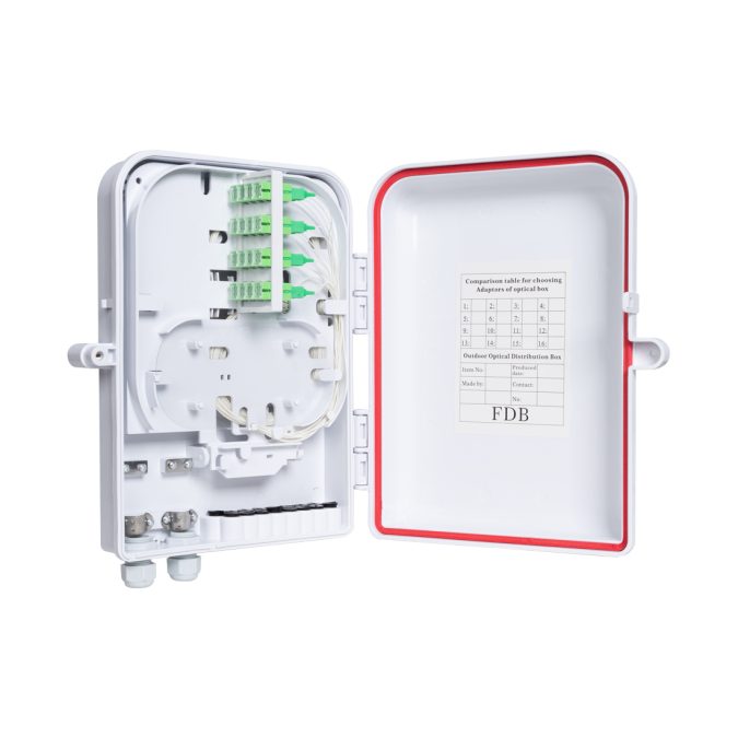 Коробка распределительная оптическая, А-Оптик, FTTH-FD-208-16, укомплектованная SC/APC, Настенный, Пластик, Белый
