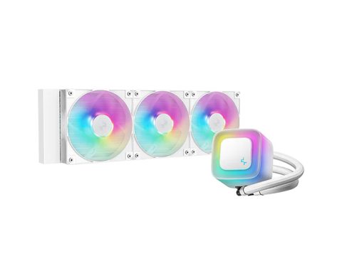 Кулер с водяным охлаждением, Deepcool, LE360 WH V2 R-LE360-WHAMMN-G-2, Intel 1851/1700/1200/115х и AMD AM5/AM4/, TDP 300W, 3*120мм ARGB, 500-2100 RPM±10%, 75.89CFM, 31,6 dB(A), Белый