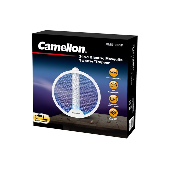 Электрическая мухобойка, CAMELION, RMS-003F-CB, Lithium Battery, 5V/1A, 1200 mAh, белый