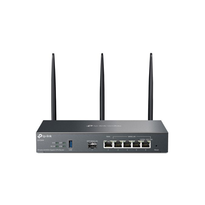 Маршрутизатор VPN, TP-Link, ER706W, 1 гигабитный SFP-порт WAN/LAN, 1 гигабитный WAN-порт, 4 гигабитных LAN/WAN-порта, 1 порт USB 3.0 (поддерживает USB LTE-модем и USB-накопители), AX3000 WiFi 6, Адаптер питания 12 В постоянного тока / 2 А