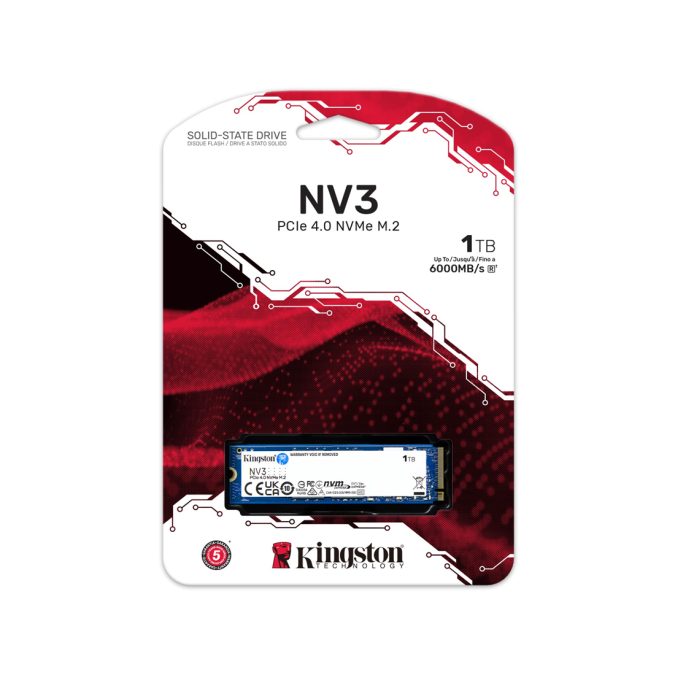 Твердотельный накопитель SSD, Kingston, NV3 SNV3S/1000GBK, 1000GB, M.2 NVMe PCIe 4.0x4, 6000/4000Мб/с, BULK (15 шт в упаковке)