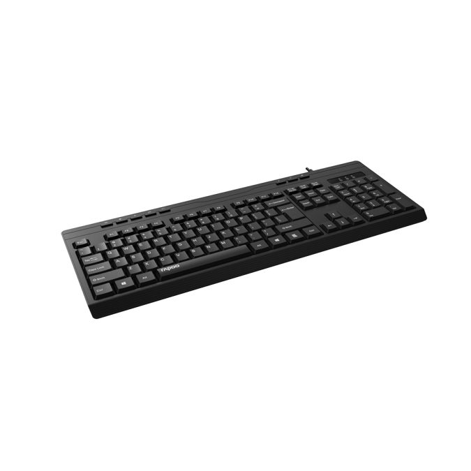 Клавиатура, Rapoo, NK2400, USB, Кол-во стандартных клавиш 104, Длина кабеля 1,5 метра, Анг/Рус/Каз, Чёрный