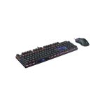 Комплект Клавиатура + Мышь, Rapoo, V150S, Игровой комплект, Оптическая мышь, 6200DPI, USB, Анг/Рус, Длина кабеля 1,8 метра, RGB, Кол-во стандартных клавиш 104, Защита от пролива воды/кофе, Чёрный