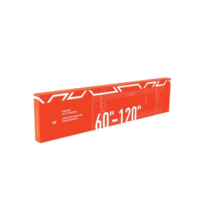 Кронштейн для ТВ и мониторов, XG, W-60120T, Макс. нагрузка - 120 кг, Диагональ экрана от 60" до 120",Угол наклона -10° +10°, Чёрный