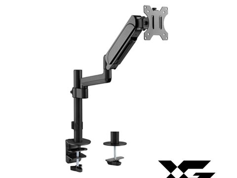 Настольный кронштейн с газлифтом,XG, MG-1732, для мониторов 17"-32", Нагрузка 9 кг., Наклон + 35°~- 35°, Поворот +/- 90°, Вращение монитора +/- 180°, VESA 75x75,100x100, Чёрный