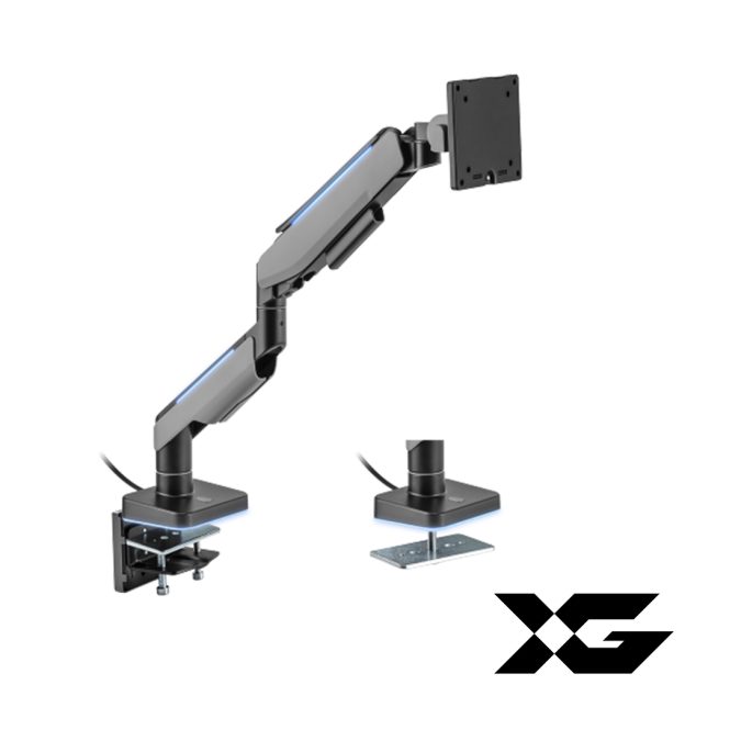 Настольный кронштейн с газлифтом,XG, MGG-1749 grey, для мониторов 17"-49", Нагрузка 20 кг., Наклон + 50°~- 20°, Поворот +/- 90°, Вращение монитора +/- 180°, VESA 75x75,100x100, серый