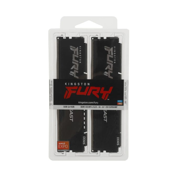 Комплект модулей памяти, Kingston, FURY Beast Black KF560C36BBE2K2-32 (Kit 2x16GB), DDR5, 32GB, DIMM