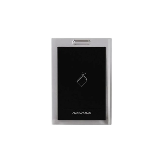 Считыватель, Hikvision, DS-K1101M, Считыватель карт M1/EM, корпус из материала PC+ABS с панелью PMMA, встроенный звуковой сигнал, интерфейс RS-485 и Wiegand, IP64, от -20 °C до 65 °C