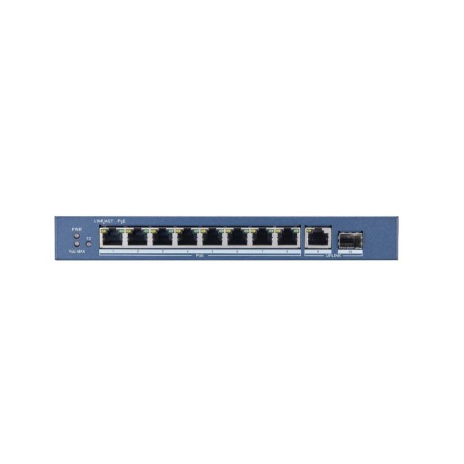 Коммутатор, Hikvision, DS-3E0510P-E/M(B), Неуправляемый, 8 x Gigabit RJ45, РоЕ 802.3af/at 58W, 1 x Gigabit RJ45, 1 x SFP combo, Настольный, Металл