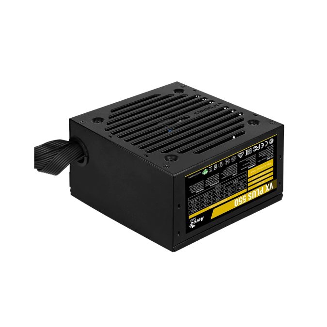 Блок питания, Aerocool, VX PLUS Stealth 550, 550W, ATX, None-PFC, 20+4pin, 4+4pin, 3*Sata, 3*Molex, 1*FDD, 1*PCI-E 6+2pin, Вентилятор 12см, Кабель питания, Чёрный
