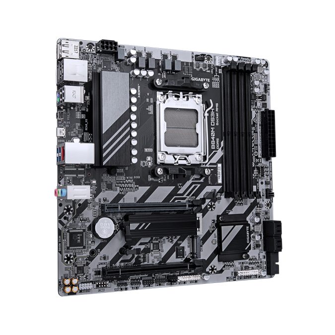 Материнская плата, Gigabyte, B840M DS3H (4719331868437), AM5, B840, 4xDDR5 4400/4800/5200/8200(OC), 4xSATA3, Raid, 2xM.2 (PCI-E 4.0x4/x2), 2хDP, 1xHDMI, 2xPCI-Ex16, mATX