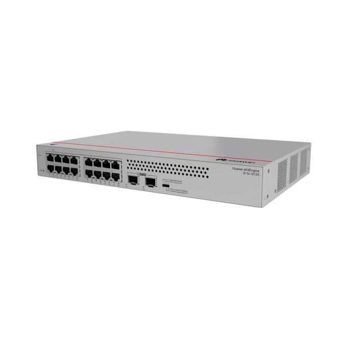 Коммутатор, Huawei, S110-16T2S, Неуправляемый, 16 портов 10/100/1000BASE-T, 2*GE SFP, стоечный