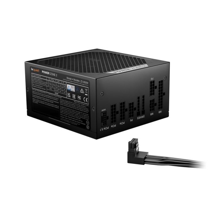 Блок питания, Bequiet!, POWER ZONE 2 850W, BP007EU, 850W, ATX 3.1, Platinum, APFC, 20+4 pin, 2*4+4pin, 7*Sata, 1*Molex, 3*PCI-E 6+2 pin, 1*12VHPWR, Modular, Вентилятор 14мм, 160*150*86 см, Чёрный