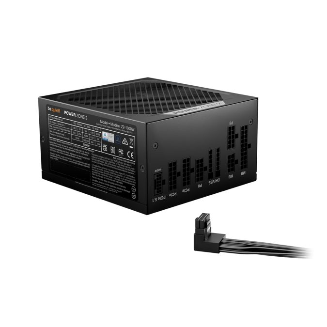 Блок питания, Bequiet!, POWER ZONE 2 1000W, BP008EU, 1000W, ATX 3.1, Platinum, APFC, 20+4 pin, 2*4+4pin, 7*Sata, 1*Molex, 3*PCI-E 6+2 pin, 1*12VHPWR, Modular, Вентилятор 14мм, 160*150*86 см, Чёрный