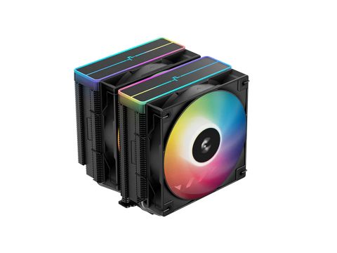 Кулер для процессора, Deepcool, AG620 BK ARGB V2 R-AG620-BKAMMN-GJD, Intel 1851/1700/1200/115х и AMD AM5/AM4, 260W, 2*120мм ARGB, 300-1950±10%/об/м, 67.88CFM, 29.4 dB(A), 4pin, 129х136х161мм, Чёрный