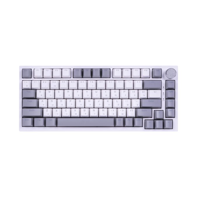 Клавиатура, Ajazz, AK820/Red/GW, AK820, Игровая, Механическая, 75%, AS Red Switches, USB, Подсветка голубая/белая, Анг/Рус, Белый