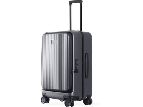 Чемодан, Xiaomi, Front Opening Luggage 20", 38,5л, Поликарбонат, Размер продукта 565 x 366 x 242 мм, Вес около 3,2 кг, Черный/Серый