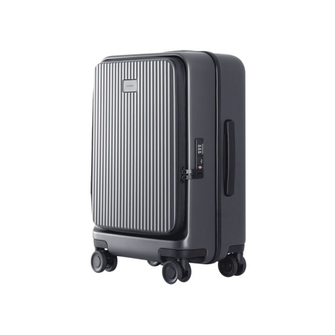 Чемодан, Xiaomi, Front Opening Luggage 20", 38,5л, Поликарбонат, Размер продукта 565 x 366 x 242 мм, Вес около 3,2 кг, Черный/Серый