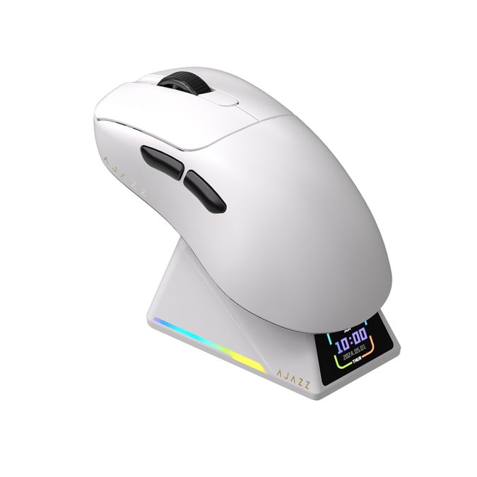 Компьютерная мышь, Ajazz, AJ179/APEX/White, AJ179 APEX, Оптическая, Сенсор Ajazz PAW3950APEX, до 42000 DPI, Беспроводная, USB, 2,4 ГГц, Bluetooth, Белый