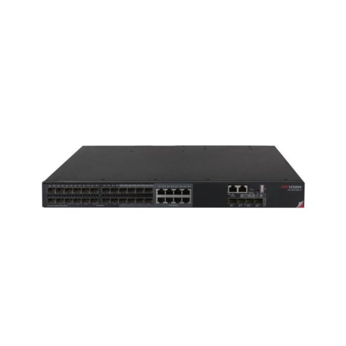 Коммутатор, Hikvision, DS-3E3728F-H, Управляемый L3, 24xSFP (+combo 8xGigabit), 4x10G/1G SFP+, Стоечный, Switching Capacity 598 Gbps