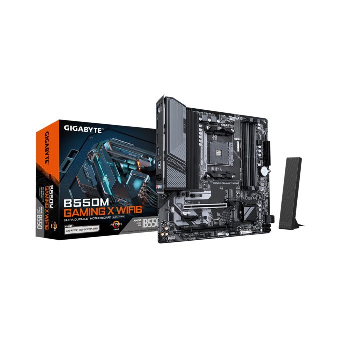 Материнская плата, Gigabyte, B550M GAMING X WIFI6 (4719331870096), AM4, B550, 4xDDR4 3200, 4xSATA3, 2xM.2 (1*PCIe 4.0x4/x2 & SATA. 1*PCIe 3.0x2 & SATA), RAID, 1xHDMI, 1хDP, 2xPCI-Ex16, 1xPCI-Ex1, WiFi, mATX
