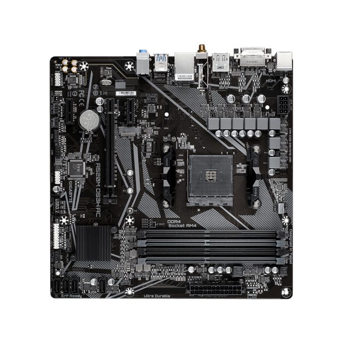 Материнская плата, Gigabyte, A520M DS3H AC (4719331810696), AM4, А520, 4xDDR4 3200, 4xSATA3, 1xM.2 (SATA и PCIe 3.0 x2/x4), 1xDVI-D, 1xHDMI, 1xDP, 1xPCI-Ex16, 2xPCI-Ex1, WiFi, mATX
