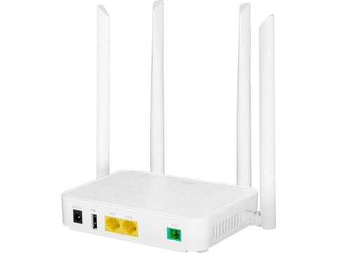 Абонентский терминал ONU, BDCOM, GP1705-2G v1, 1xGPON/EPON порт (SC/APC), 2xGE LAN порта, WI-FI 802.11a/b/g/n/ac, AC1200, пластиковый корпус, 4 внешних антенны DC12V/1,5 A внешний адаптер