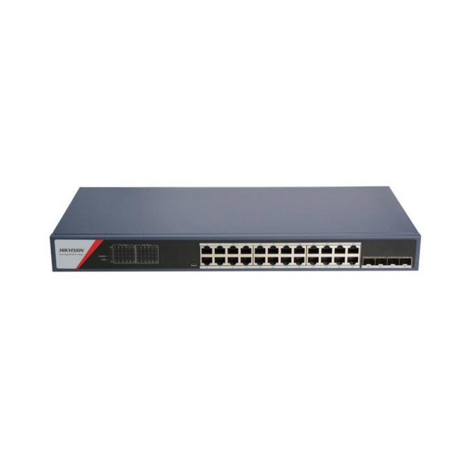 Коммутатор, Hikvision, DS-3E1528P-SI-24P4F, Управляемый L2, 24 x Gigabit RJ45, РоЕ 802.3af/at 370W, 4 x SFP, Стоечный