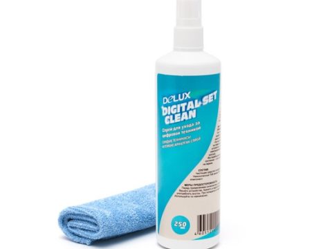 Чистящий набор, Delux, Digital Set Clean, Для ухода за цифровой техникой, Спрей 250 мл с салфеткой из микрофибры 25*25 см, Удаление пыли и загрязнений, Дезинфицирует поверхность