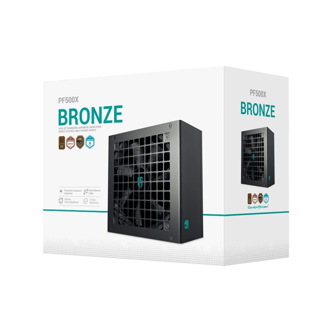Блок питания, GamerStorm, PF500X R-PF500X-HD0B-WGEU, 500W, ATX, Bronze, 20+4 pin, 2*4+4pin, 6*Sata, 2*Molex, 2*PCI-E 6+2 pin, Вентилятор 12 см, Кабель питания, Чёрный