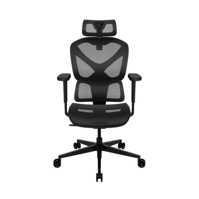 Игровое компьютерное кресло, ThunderX3, YTC-Mesh Black, Воздухопроницаемое сетчатое покрытие, (Ш)68*(Г)50*(В)110(124) см, Чёрный